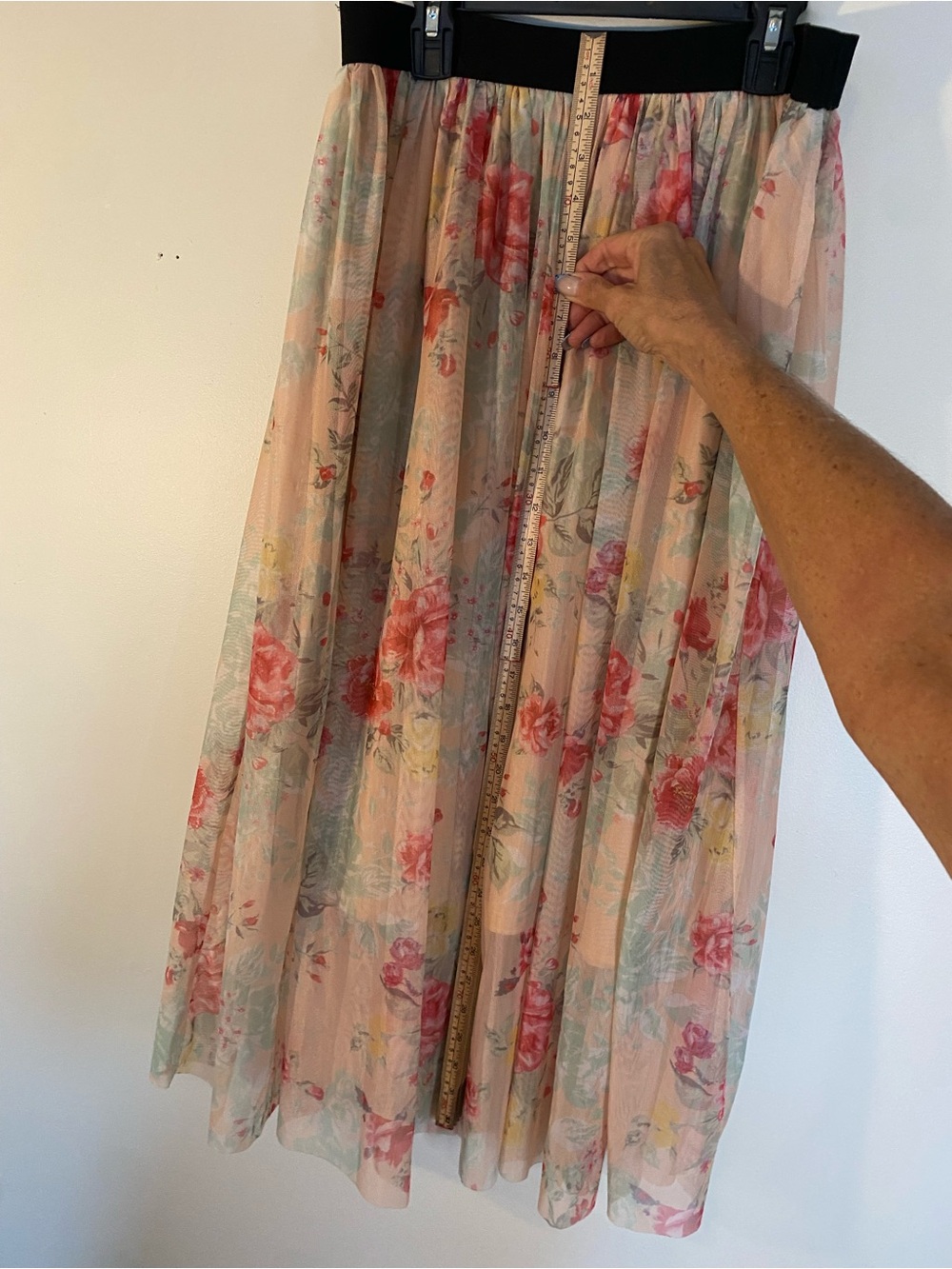 Fiesta Pink Floral Midi Skirt with Black Waistband - Picture 8 of 8